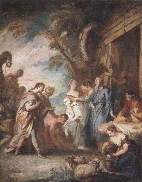 Francois Boucher Welcoming the Servant of Abraham Norge oil painting art